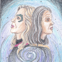 two women in profile